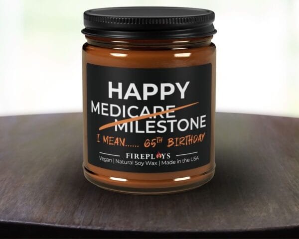 Happy Medicare Milestone 65th birthday candle